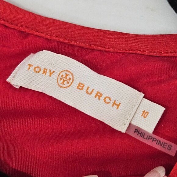 Tory Burch Megan A-Line Red Wool Blend A-Line Dress Cap Sleeves Size 10 - Picture 7 of 11